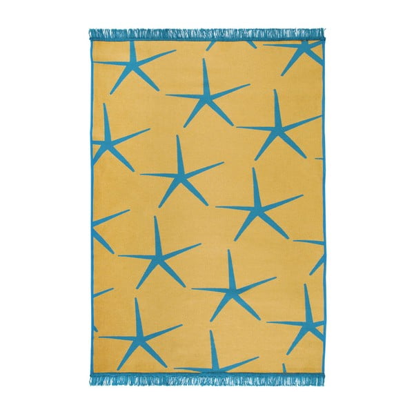 Modro-žltý obojstranný koberec Starfish, 150 × 215 cm