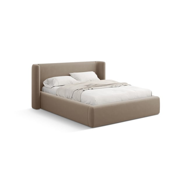 Svetlohnedá čalúnená dvojlôžková posteľ s úložným priestorom s roštom 140x200 cm Jason – Windsor & Co Sofas