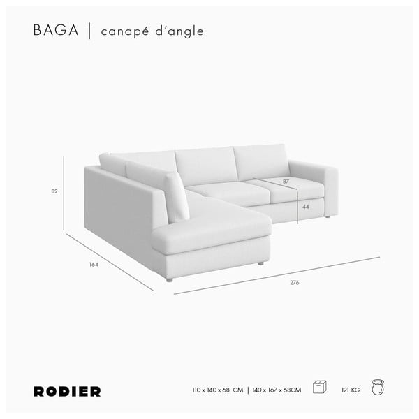 Svetlohnedá zamatová rohová pohovka (ľavý roh/do L) Baga – Rodier-image-4