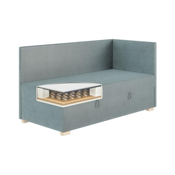 Modrá rohová detská posteľ s úložným priestorom s matracom 90x200 cm Flexi – Ghado-image-4