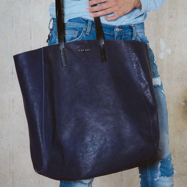 Kožená kabelka O My Bag Jazzy Less, polnočná modrá-image-1