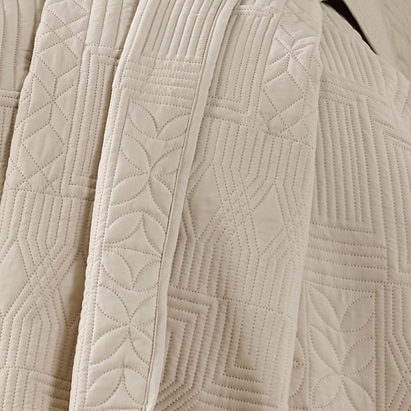 Béžový prešívaný pléd 220x230 cm Folkstone Geo – Catherine Lansfield-image-2