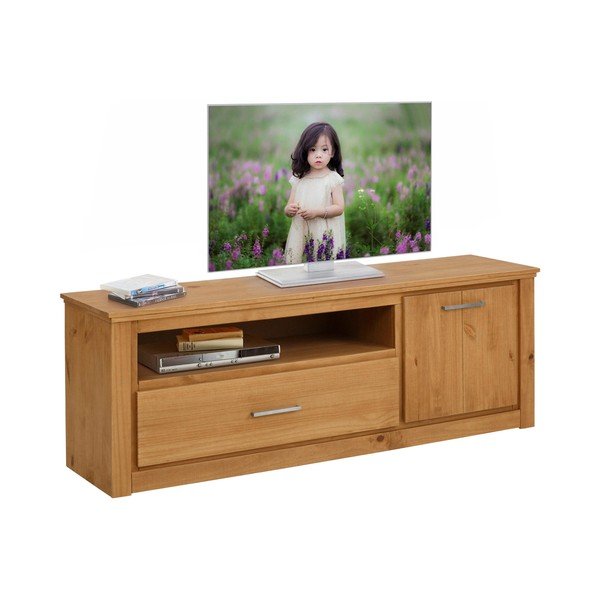 TV stolík z borovicového dreva v prírodnej farbe 160x55 cm Celia - Støraa-image-4
