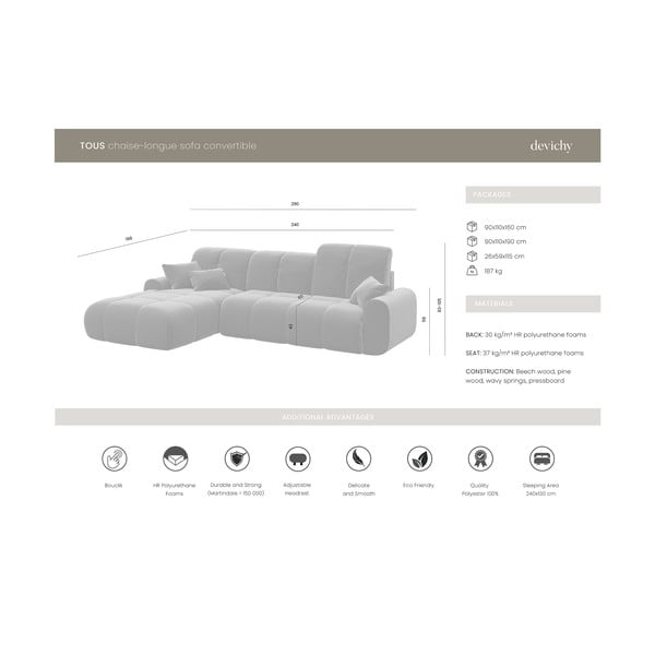 Ružová rozkladacia rohová pohovka Devichy Tous, ľavý roh-image-4