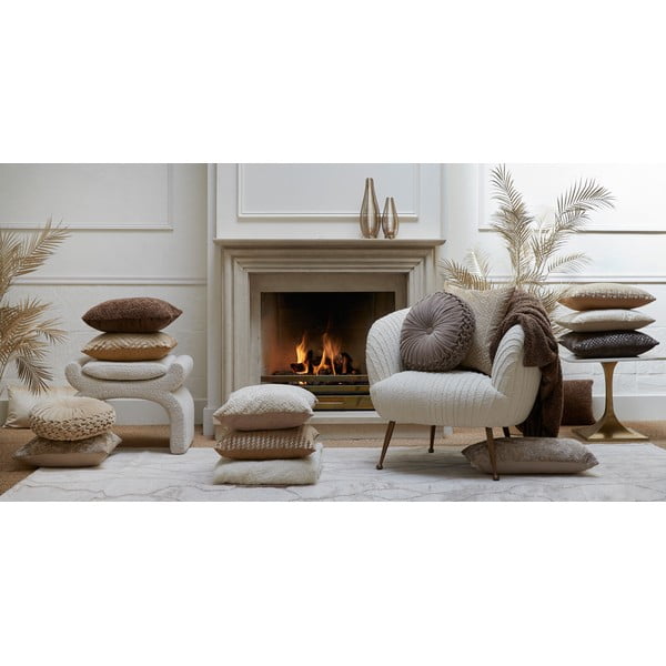 Krémový taburet z textílie buklé Nafya – Light & Living-image-3