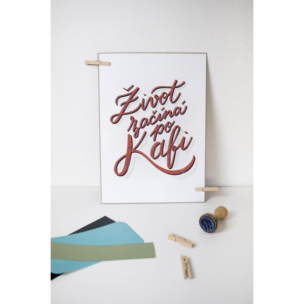 Print s motívom Život začína po káve Printintin, formát A4-image-1
