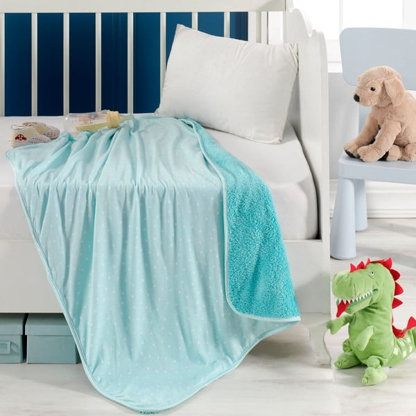 Tyrkysovomodrá bavlnená detská deka 100x80 cm Sunny - Mijolnir-image-3