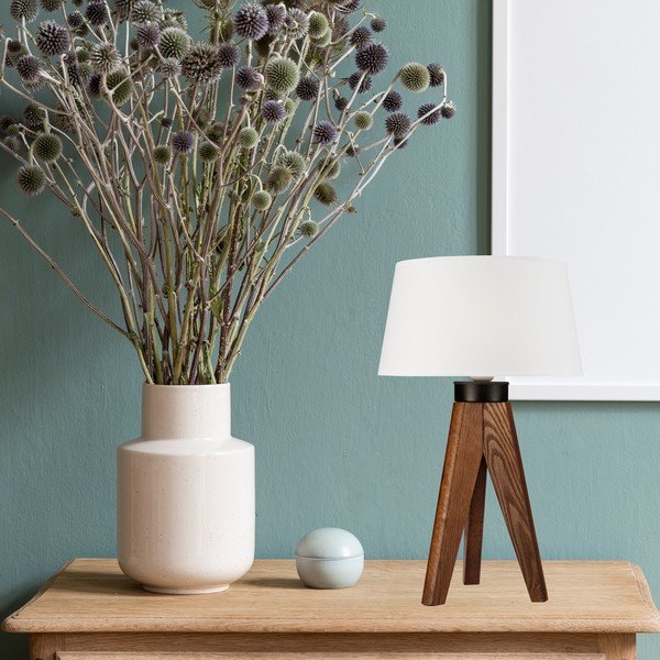 Biela/v prírodnej farbe stolová lampa - LAMKUR-image-1