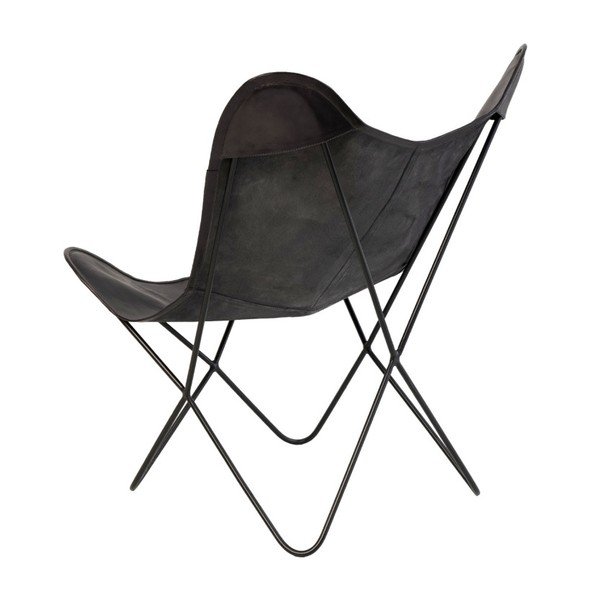 Čierne kožené butterfly kreslo sømcasa Farfalla-image-4