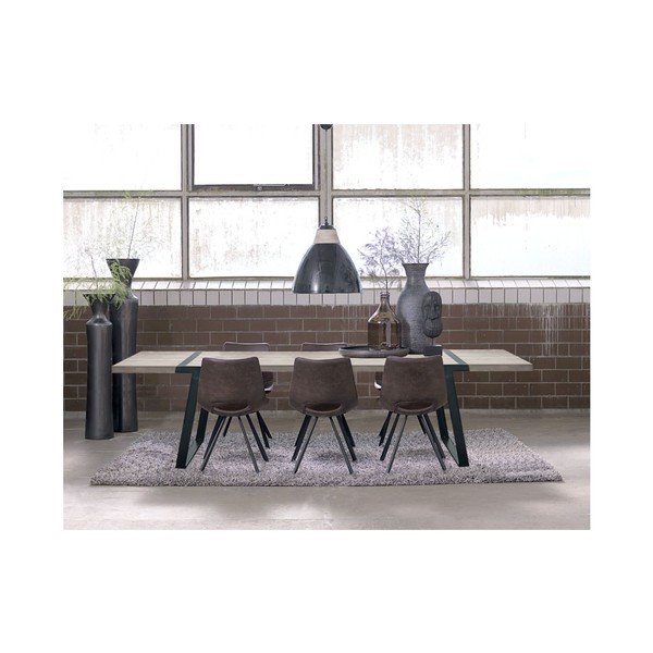 Svetlohnedá jedálenská stolička s čiernou podnožou Canett Coronas-image-3