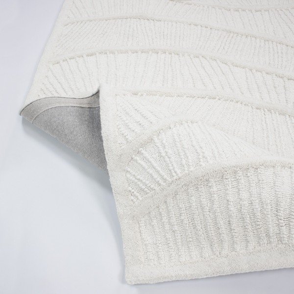 Biely ručne tkaný koberec s prímesou vlny 200x290 cm Sculptured Wave – Flair Rugs-image-3