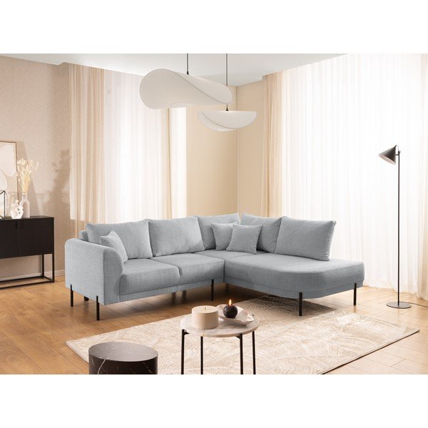 Svetlosivá ženilková rohová pohovka (pravý roh/do L) Mauris  – Ropez-image-1