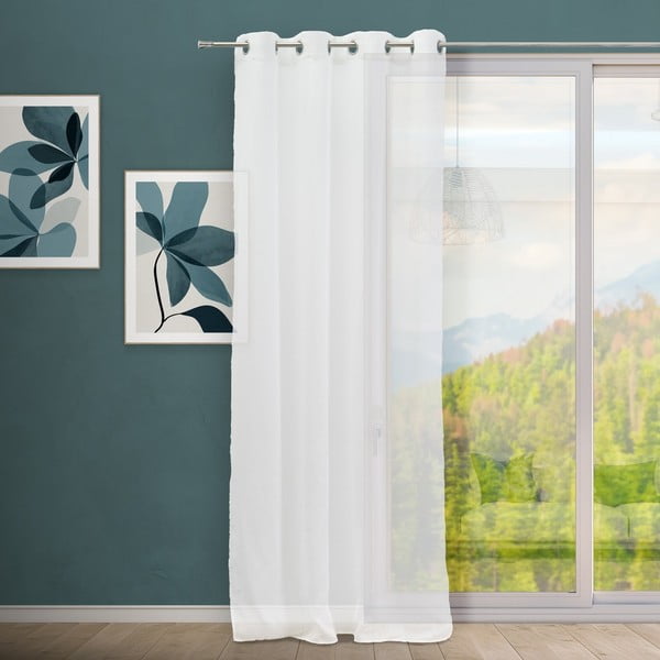 Biela záclona s prímesou ľanu 140x260 cm Fifties – Casa Selección-image-1