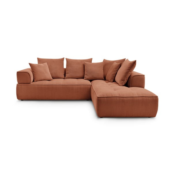 Terakotová ženilková rohová pohovka (pravý roh/do L) Whesley – Bobochic Paris