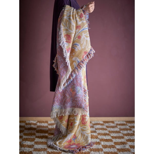 Žltá deka z recyklovanej bavlny 130x160 cm Reims – Bloomingville-image-1