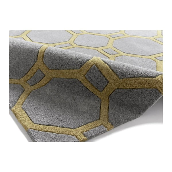 Sivožltý ručne tuftovaný koberec Think Rugs Hong Kong Tile Grey & Yellow, 120 × 170 cm-image-2