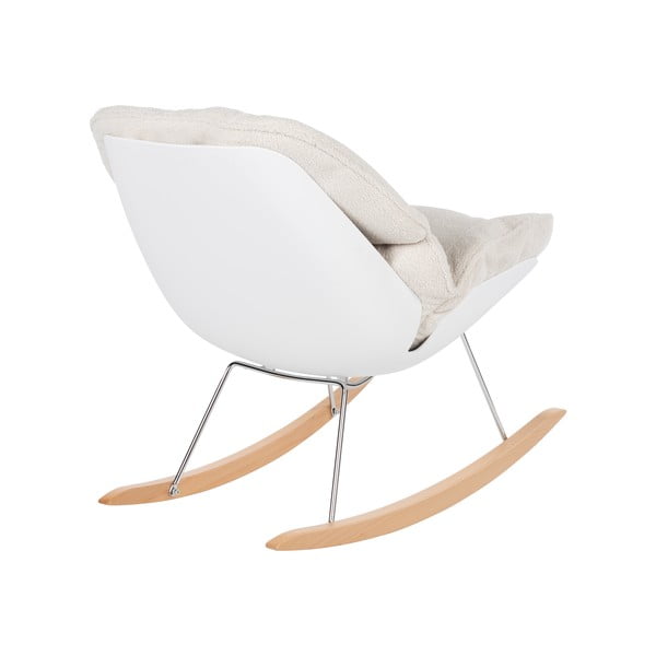 Krémové hojdacie kreslo z textílie buklé Rocky – White Label-image-4