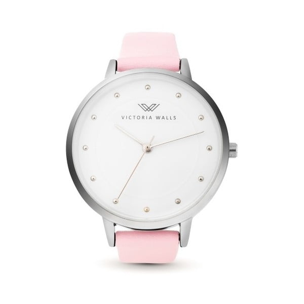 Dámske hodinky s ružovým koženým remienkom Victoria Walls Mist