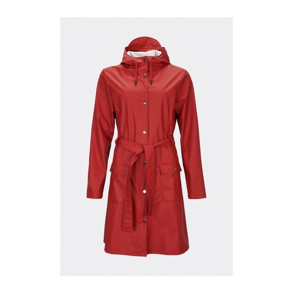 Tmavočervený dámsky plášť s vysokou vodeodolnosťou Rains Curve Jacket, veľkosť L/XL