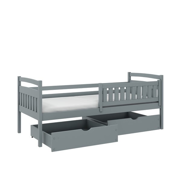 Sivá detská posteľ z borovicového dreva s úložným priestorom 90x200 cm Terry - Lano Meble