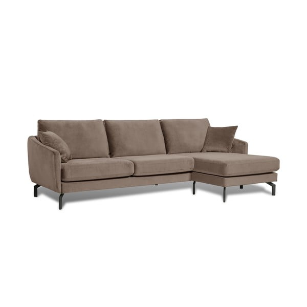 Hnedobéžová zamatová rohová pohovka (pravý roh) Magic - Scandic-image-2