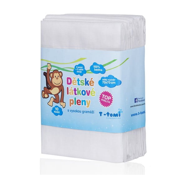 Súprava 10 bavlnených plienok T-TOMI Tetra, 70 x 70 cm-image-1