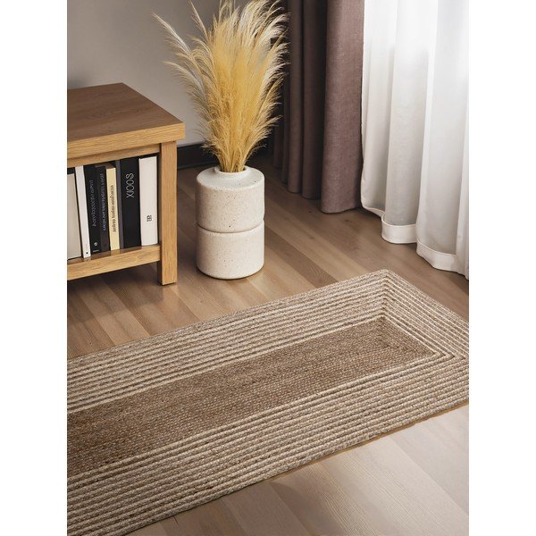 Obojstranný/ručne tkaný jutový behúň v svetlo prírodnej farbe/v tmavo prírodnej farbe 80x300 cm Juno – Hanse Home-image-1