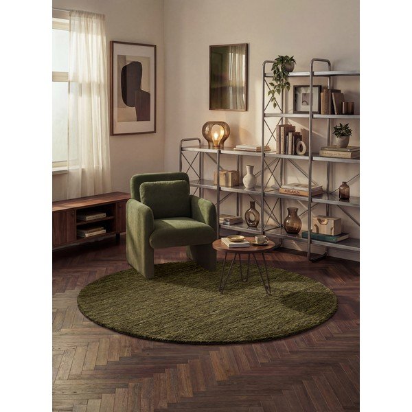 Tmavozelený ručne tkaný vlnený okrúhly koberec ø 200 cm Bexley Woolwich – Ted Baker-image-1