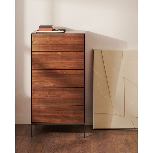 Vysoká komoda v dekore orecha v prírodnej farbe 60x114 cm Vedrana – Kave Home-image-1