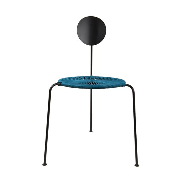 Čierna jedálenská stolička s modrým sedákom OK Design Centro