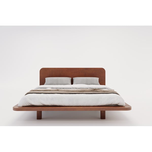 Hnedá dvojlôžková posteľ z bukového dreva 200x200 cm Japandic - Skandica-image-3