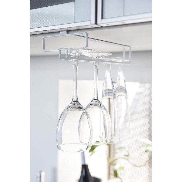 Biely závesný kovový držiak na poháre na víno Tower – YAMAZAKI-image-1