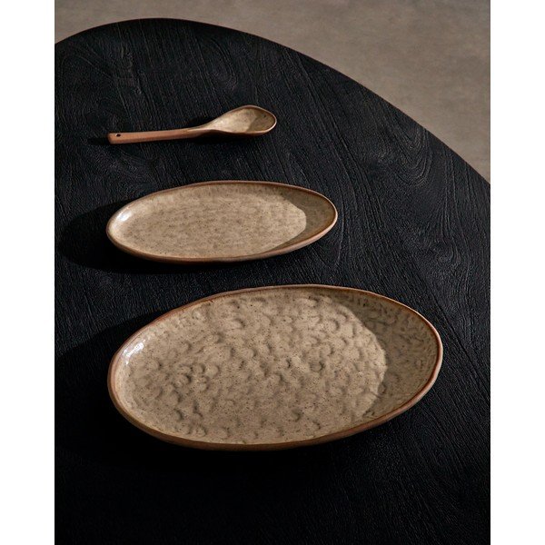 Béžové servírovacie keramické taniere v súprave 3 ks Zunel – Kave Home-image-3