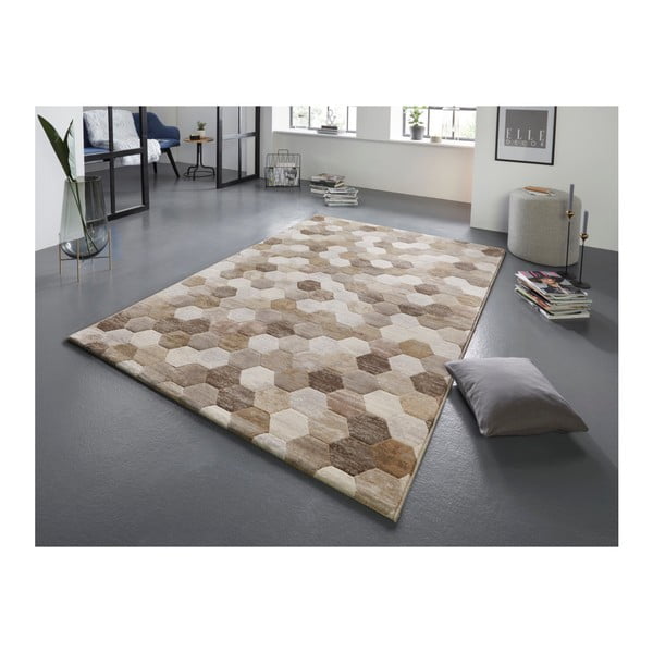 Hnedo-krémový koberec Elle Decoration Arty Manosque, 80 × 150 cm-image-1