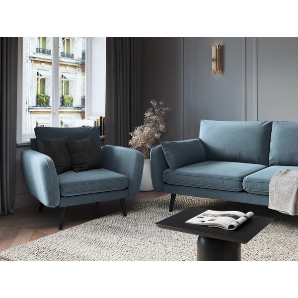 Svetlomodré kreslo s čiernymi nohami Kooko Home Lento-image-1