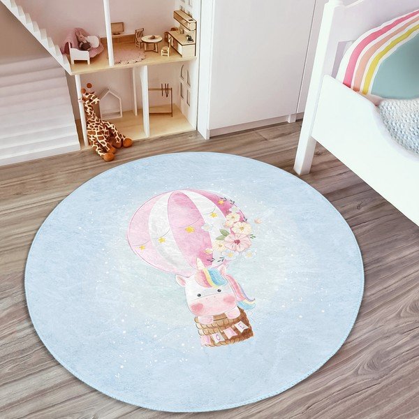 Svetlomodrý detský koberec ø 100 cm Comfort – Mila Home-image-4