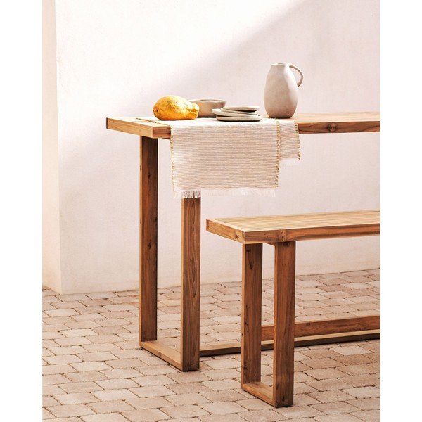 Záhradný barový stolík z teakového dreva 140x70 cm Canadell – Kave Home-image-1