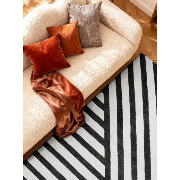 Čierno-biely ručne tkaný vlnený koberec 200x290 cm Stryve Noir – Elle Decoration-image-2