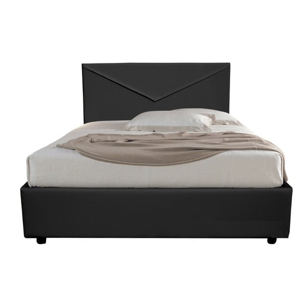 Čierna jednolôžková posteľ s úložným priestorom a poťahom z koženky 13Casa Mina, 120 x 190 cm