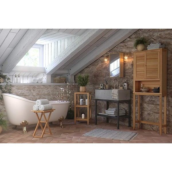 Kúpeľňový regál z orechového dreva v prírodnej farbe 36x79 cm Norway – Wenko-image-1