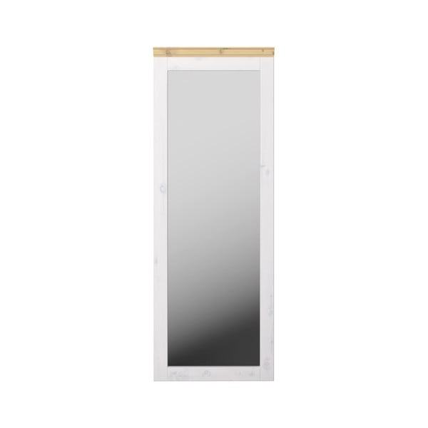 Mliečnebiele nástenné zrkadlo z borovicového dreva Steens Monaco, 52 × 144 cm