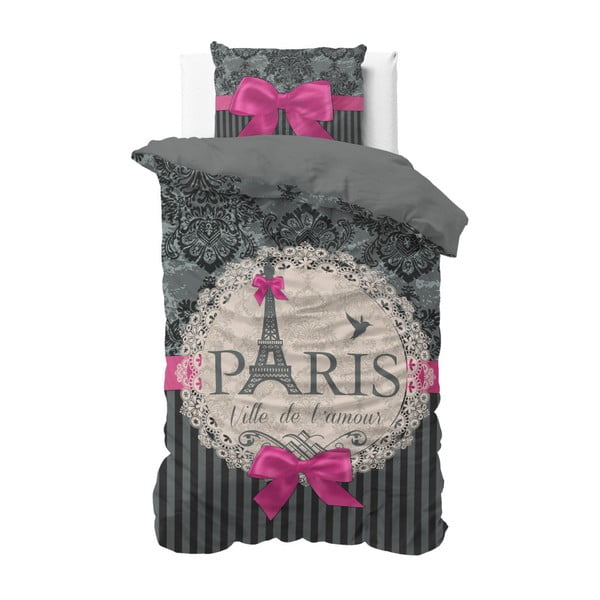 Bavlnené obliečky na jednolôžko Sleeptime Love Paris, 140 × 220 cm