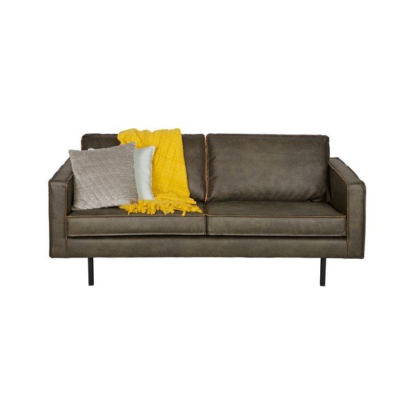 Tmavozelená pohovka s poťahom z recyklovanej kože BePureHome Rodeo, 190 cm-image-2