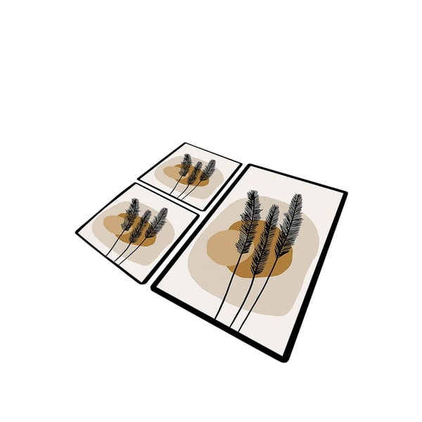 Hnedé kúpeľňové predložky v súprave 3 ks 60x100 cm Day Sunrise – Foutastic