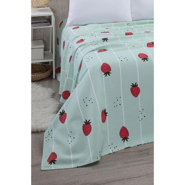 Bavlnený pléd v mentolovej farbe 170x230 cm Strawberry – Mila Home-image-2