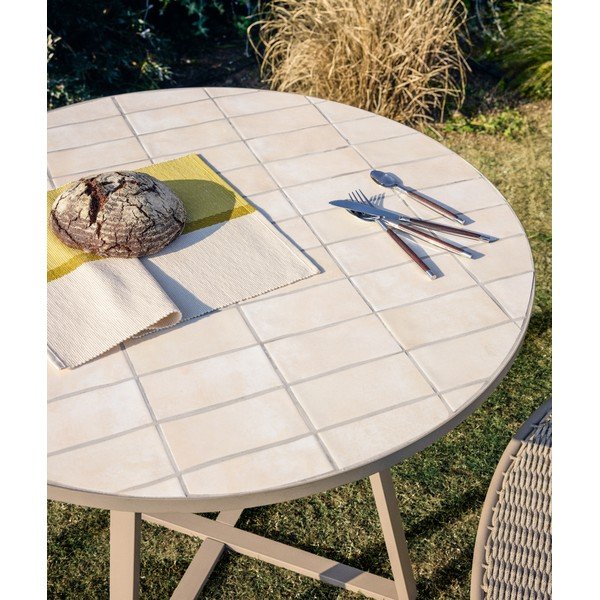 Okrúhly záhradný jedálenský stôl s keramickou doskou ø 90 cm Tella – Kave Home-image-2