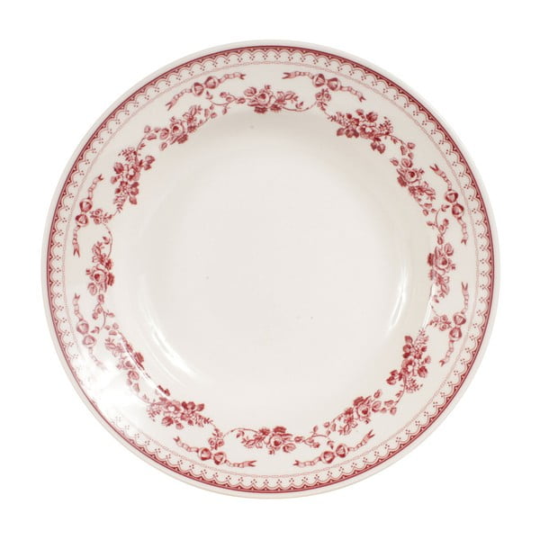 Červeno-biely hlboký tanier Comptoir de Famille Faustine, 23 cm