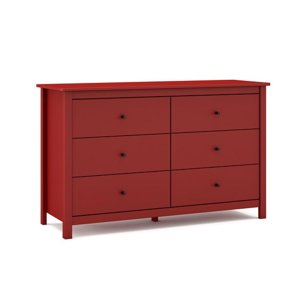 Červená nízka komoda z borovicového dreva 130x80 cm Misti – Marckeric-image-2