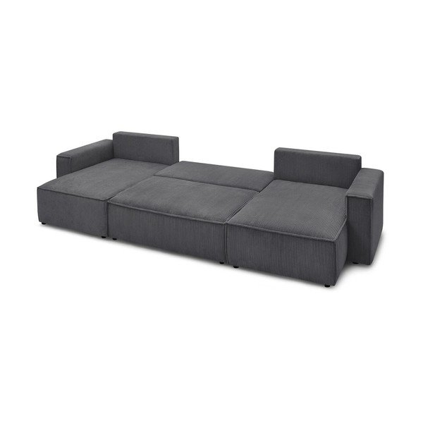 Taupe menčestrová rozkladacia rohová pohovka (do tvaru "U") Nihad – Bobochic Paris-image-3