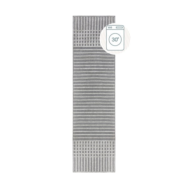 Sivý umývateľný behúň zo ženilky 60x240 cm Elton – Flair Rugs